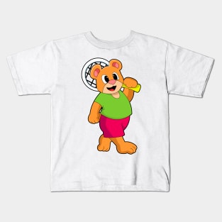 Bear at Tennis with Tennis racket Kids T-Shirt